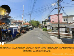 Perlintasan Sebidang no 3 Jalan Ketintang Surabaya Diperbaiki, Pengendara Supaya Antisipasi