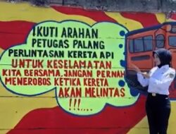 KAI Divre IV Tanjung Karang Gencarkan Sosialisasi Keselamatan Perlintasan lewat Mural Edukatif