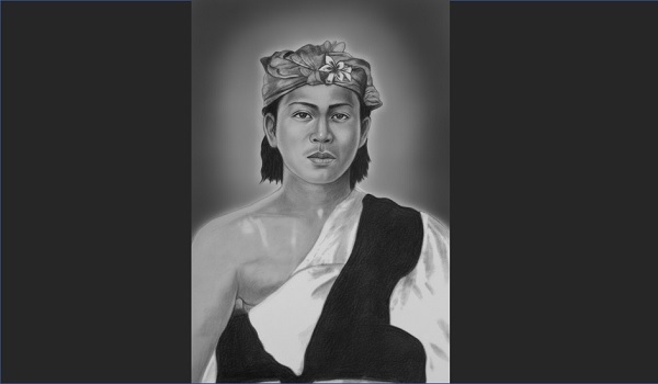 Potret Ida I Gusti Ngurah Made Agung dalam balutan busana tradisional Bali yang bersahaja namun berwibawa, mencerminkan sosok raja yang juga seorang intelektual dan sastrawan ulung.