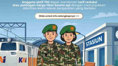 KAI Divre III Palembang Perpanjang Fasilitas Reduksi bagi Anggota TNI