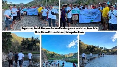Pegadaian Cabang Rasanae Salurkan Bantuan Pembangunan Jembatan Raba Sa’u Desa Mawu